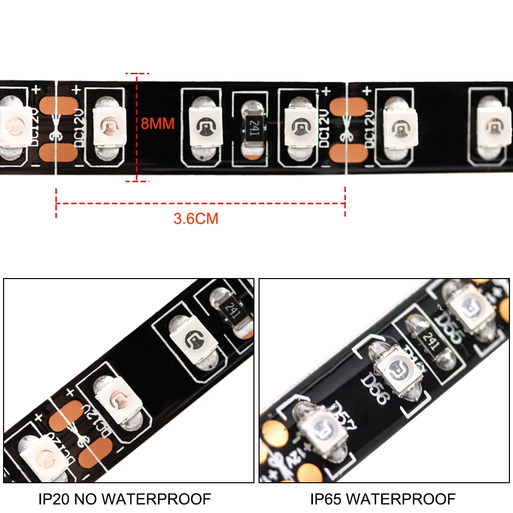 12V UV ультрафиолетовая 395 405nm Светодиодная лента 3528 SMD 120led/m 5 м/лот 8 мм черная