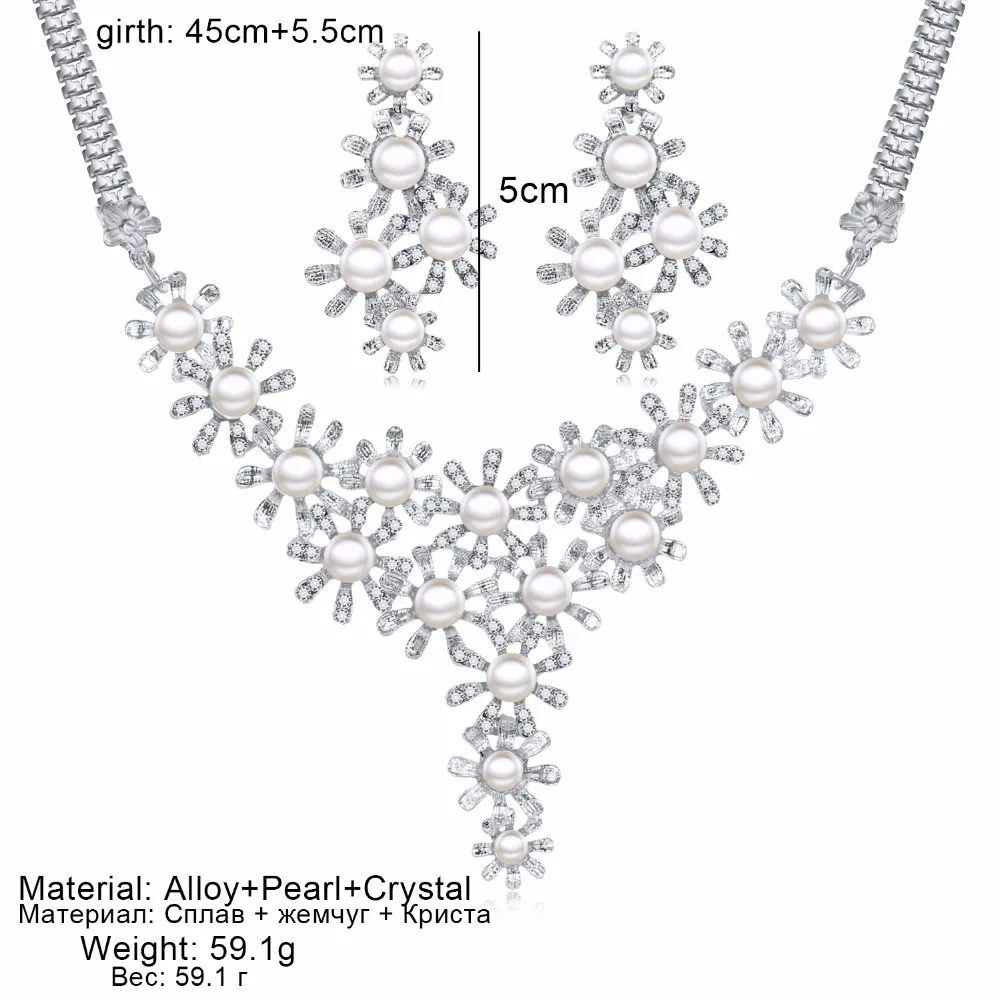 FAMSHIN золотые цветы имитация жемчуга комплекты ювелирных изделий Длинные