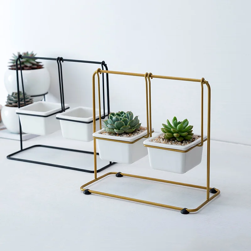 Креативные керамические качели цветочный горшок геометрические из кованого