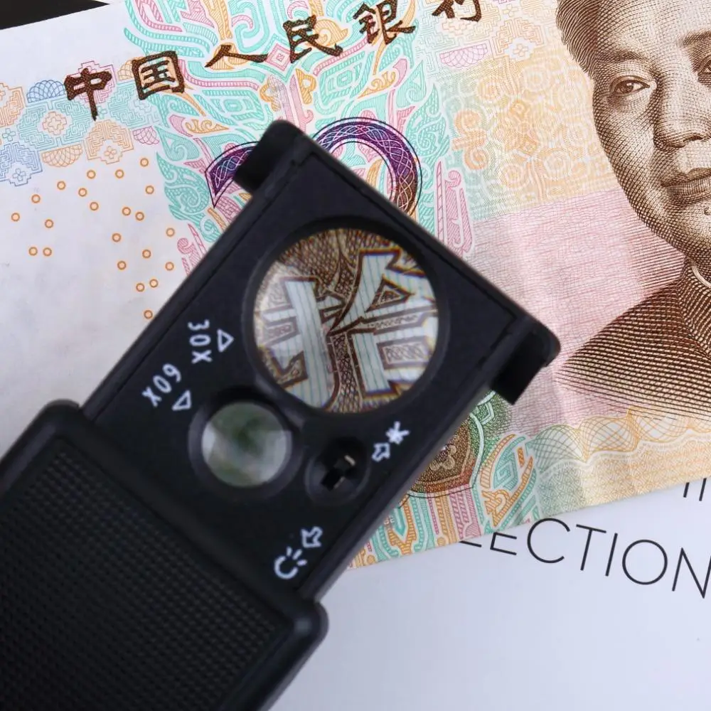 1 шт. 30X 60X светодиодный карманный мини Лупа ручная Портативный ювелир микроскоп