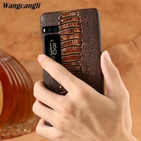 genuine leather phone case for meizu pro 7 cowhide ostrich foot texture phone case for meizu series phone protection case