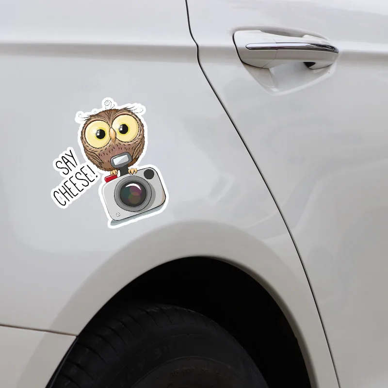 

YJZT 13.6CM*14.6CM Interesting Pictures Of Owls PVC Car Sticker 11-01290
