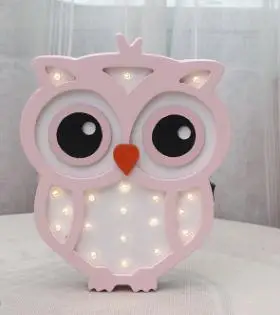 Owl pink Детские Декор деревянная Единорог слон светодиодный ночной Светильник для девочек декор для комнаты мальчика скандинавском стиле детская комната деревянный светильник Настенный декор - Цвет: Owl pink
