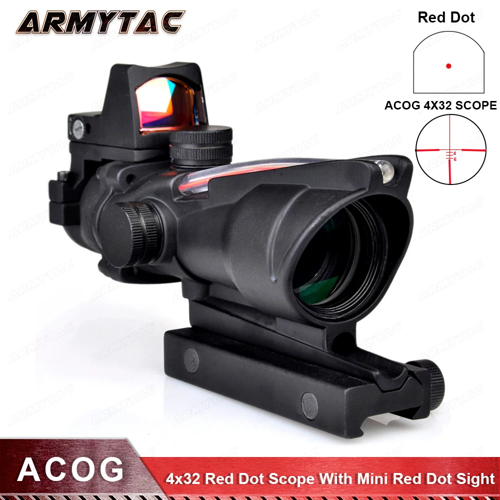 ACOG 4x32 красный оптический оптоволоконный прицел с мини Красный точка зрения
