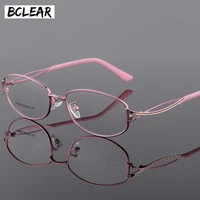 bclear alloy eyeglasses ladies elegant oval full frame glasses frame metal ultra light presbyopia myopia prescription eyewear
