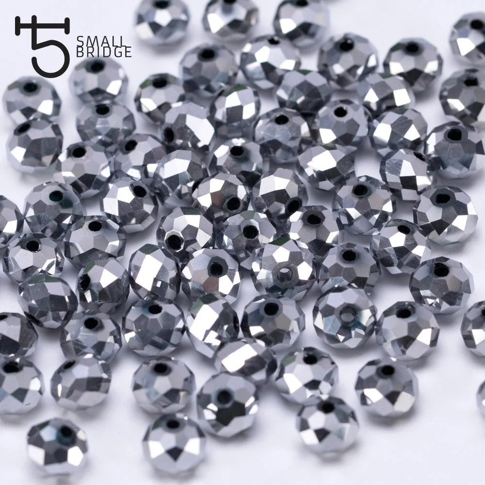 

Austria Plating Silver colour Faceted Rondelle Glass Beads Diy Jewelry Making Accessories Pearls Crystal Beads Wholesale Z170