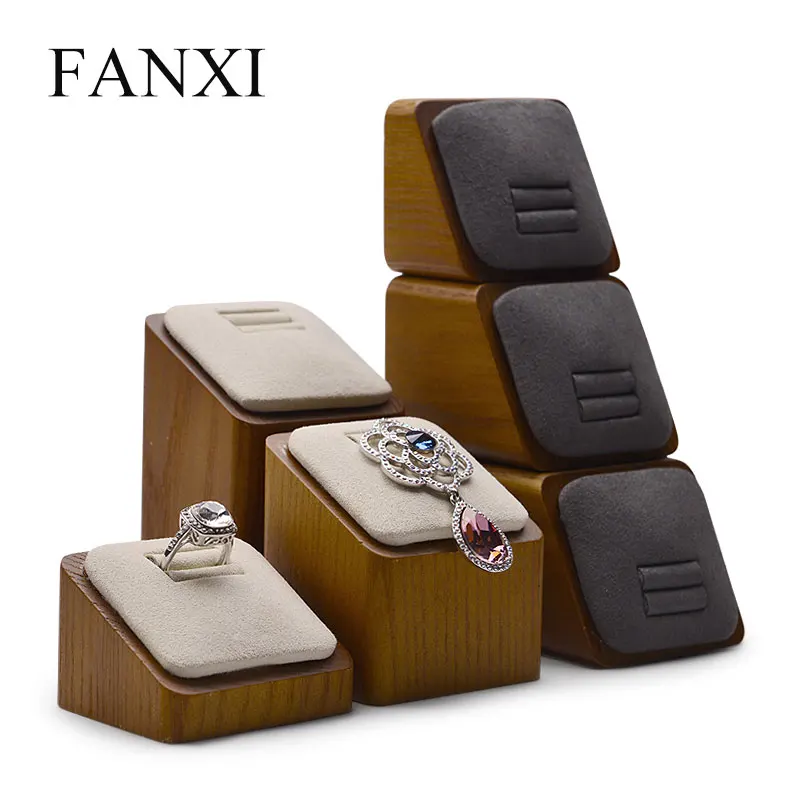 

FANXI 3 шт./лот демонстрация ювелирных изделий из массива дерева подставка для колец и сережек из микрофибры с витриной для ювелирных изделий д...
