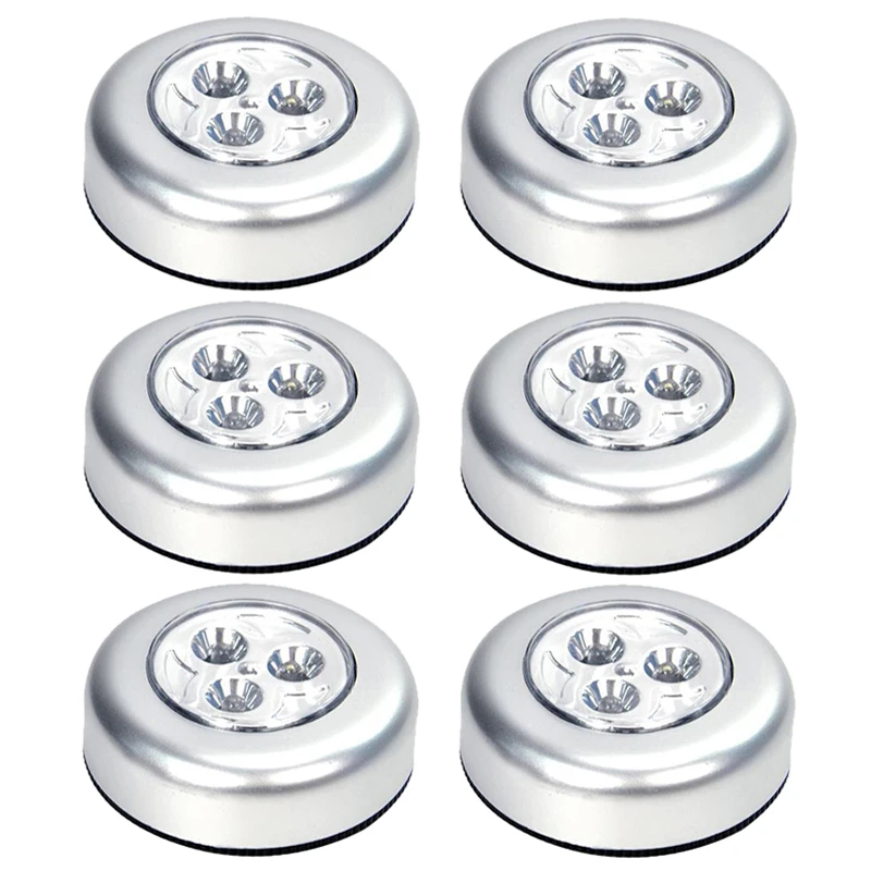 Топ предложения 6 шт. Батарея работает нажмите Нажмите 3 светодиодный свет лампы