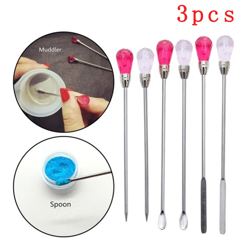 

1/3Pcs Muddler Poke Needle Spoon Tool Set For Silicone Resin Mold Jewelry Making DIY Craft UV Resin Mold Epoxy