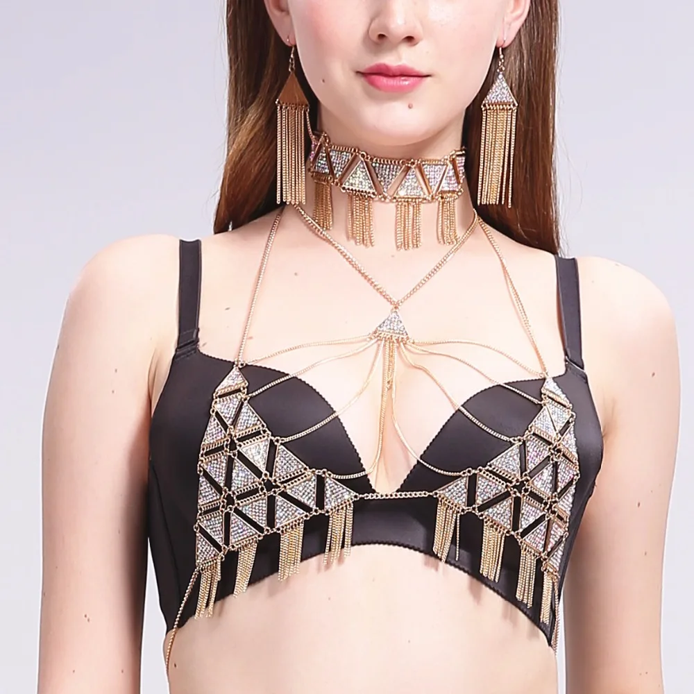 2017 Summer Crystal Tassel Pendant Long Body Jewelry Sexy Handmade Facebook Luxury Gem Statement Necklace Femme | Украшения и