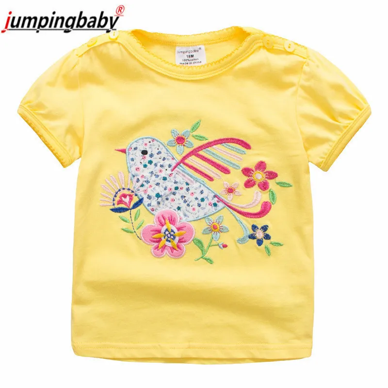 Jumingbaby/2019 футболка для девочек детская летние топы с вышивкой животных костюмы