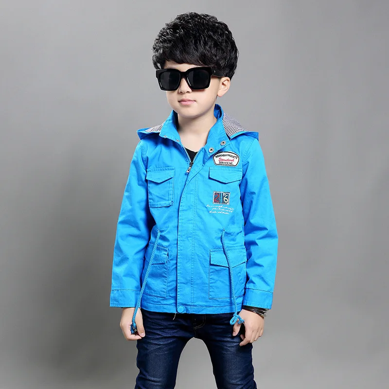 Плащ для мальчиков детская верхняя одежда с капюшоном и длинными рукавами