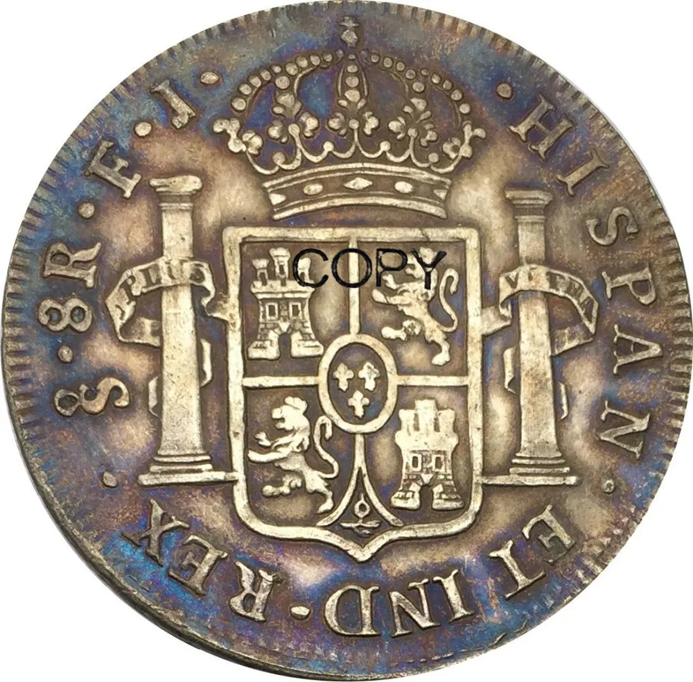 Чили 8 релес Фернандо VII бюст 1813 купроникель Серебряная КОПИЯ монета памятные