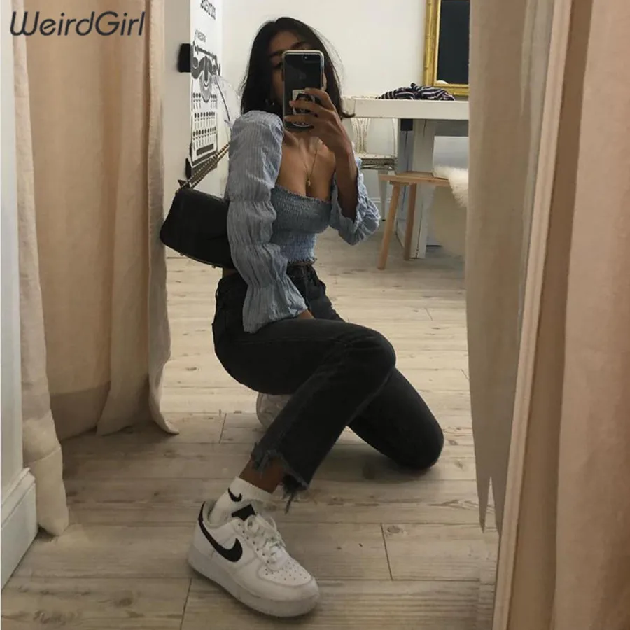Weirdgirl женские топы на бретельках, тонкие синие топы на бретельках, Женская майка, летняя уличная одежда, модная элегантная одежда с открытой спиной и поясом на шее