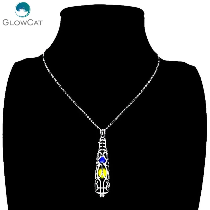 Серебряный медальон K259 длинный тотемный камень жемчужные бусины клетка цепочка