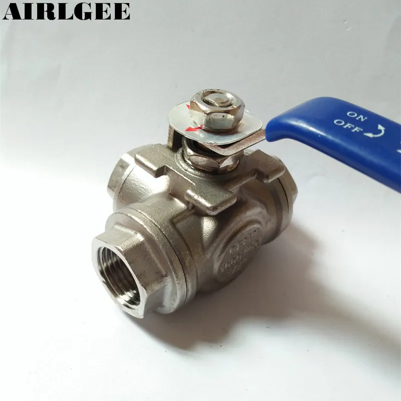 DN15 G1/2 &quotЖенский 3-полосный l-порт 304 шаровой клапан из нержавеющей стали водяное