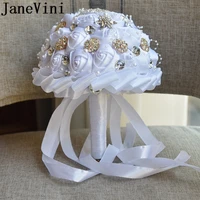janevini shinning rhinestones wedding flowers bridal bouquets white crystal wedding brooch bouquet for brides fleur mariage 2019