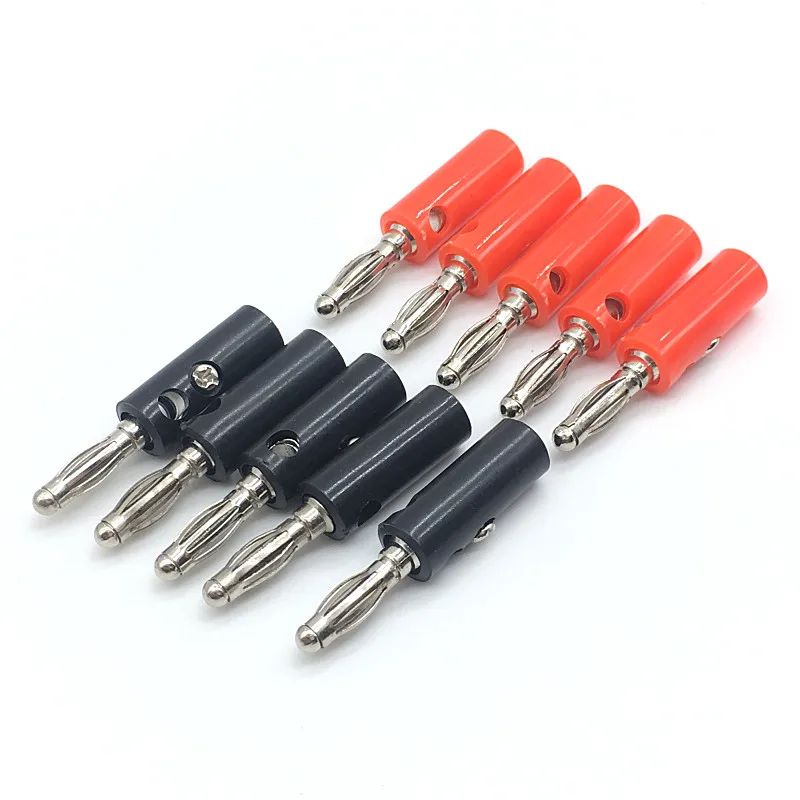 5pcs red 5pcs black 10 шт. 4 мм разъем банана винтовой домкрат-тип Банановая головка черный и красный цвет никелированный пластиковый фонарь вилки - Цвет: 5pcs red 5pcs black