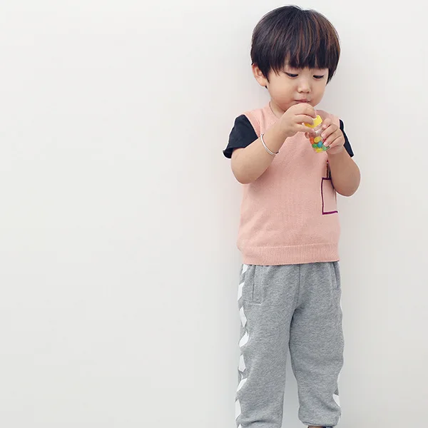 Детский Повседневный Стильный вязаный жилет свитер без рукавов для мальчиков