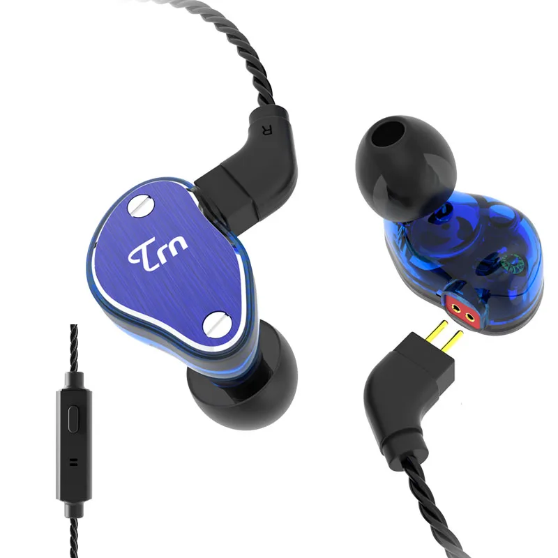 TRN V60 1BA с 2DD гибридные металлические наушники в ухо HIFI Monito спортивные наушники ушные наушники гарнитура 2Pin Съемная TRN V80/V20 - Цвет: Blue with mic