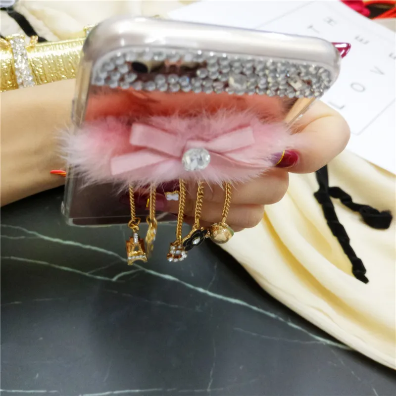 Роскошное блестящее бриллиантовое зеркало мягкая задняя подвеска чехол для