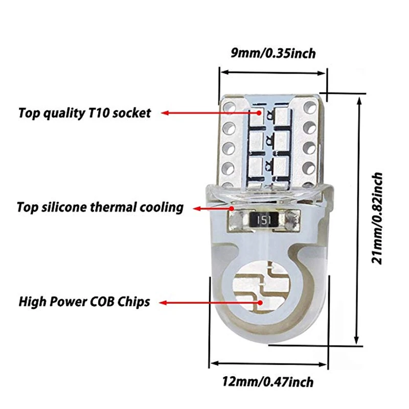 T10 W5W 194 168 HA CONDOTTO LA Lampada 501COB guscio di силиконовый Авто Luci A LED Lato Turno Luminosa Eccellente Della DC12V |