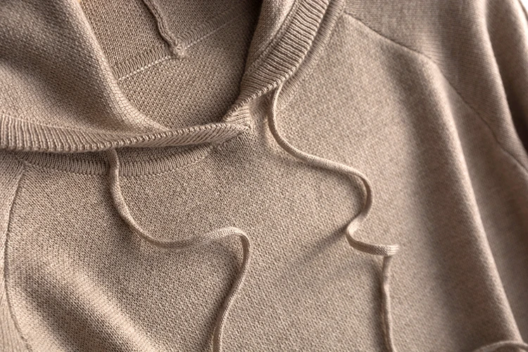 Шерстяная Смесь Женская мода с капюшоном спортивный костюм drawstring пальто лодыжки