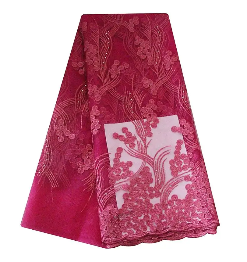 Fushia pink Красивая новейшая африканская кружевная ткань Румяна Розовый персик вышивка кружевная ткань Свадебные французская Сетка кружевная ткань - Цвет: Fushia pink