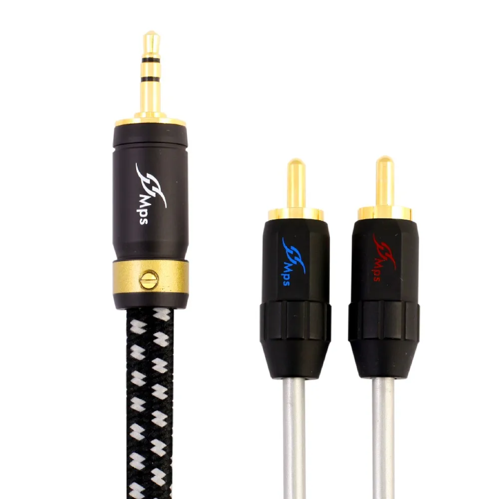 Кабель для динамиков MPS с разъемом 3 5 мм на 2 RCA Hi Fi 99.9997% OCC 24 К золотым покрытием|3.5mm