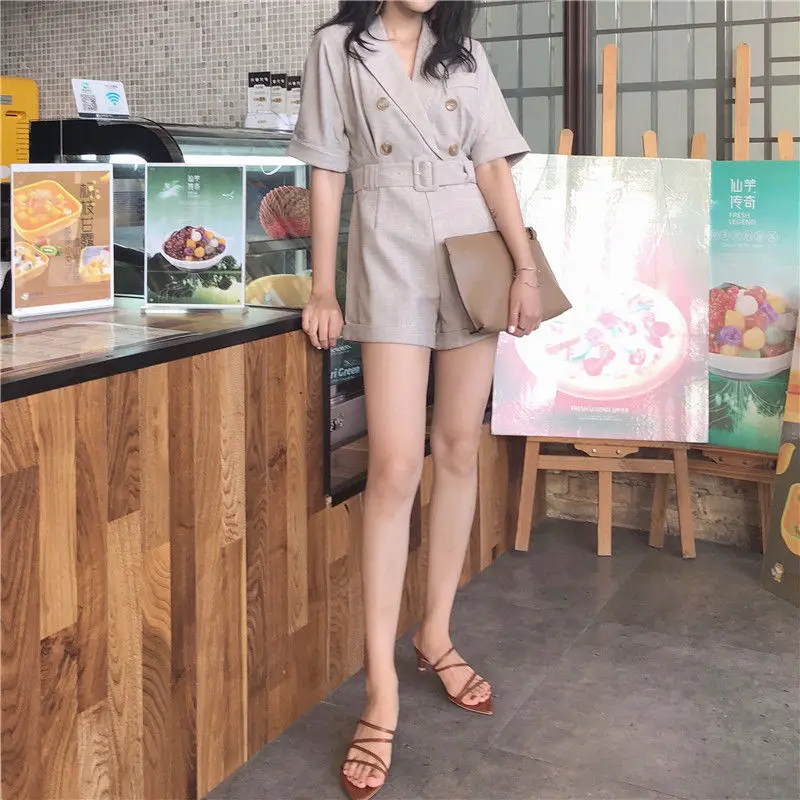 Новинка 2019 корейские шикарные летние простые однотонные женские костюмы HziriP