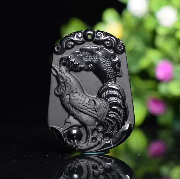 Фото Natural Black Carved Chinese zodiac chicken Obsidian amulet necklace pendants fine for women and men Украшения и аксессуары Natural Black Carved Chinese zodiac chicken Obsidian amulet necklace pendants fine for women and men Украшения и аксессуары