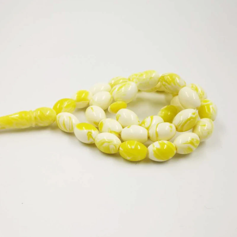 Мужской браслет с ароматом Tasbih желтый искусственным из смолы цветными желтыми