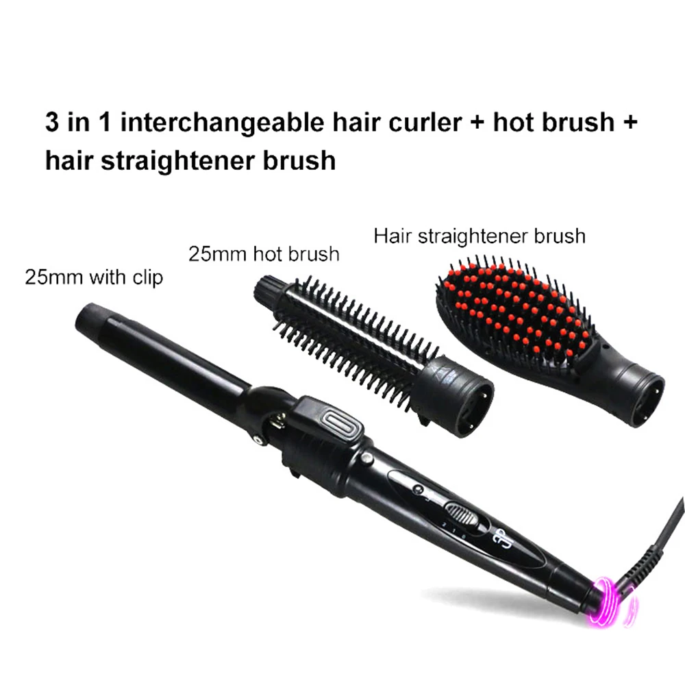 3 в 1 для укладки Керлинг палочка электрические бигуди волос interchageable волосы +