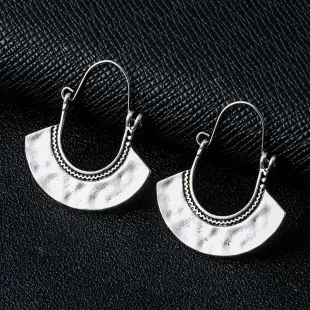 Antique Silver Индийские племенные латунные серьги, висячие серьги в форме цветка, украшенные вихрем «цыганские» серьги для женщин, богемные Винтажные серьги EAR00C000B02B - Окраска металла: Antique Silver
