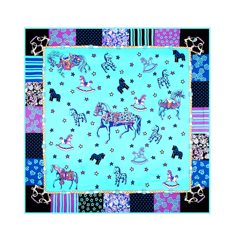 130*130 см саржевый шелковый шарф милый троянский новый стиль женские квадратные