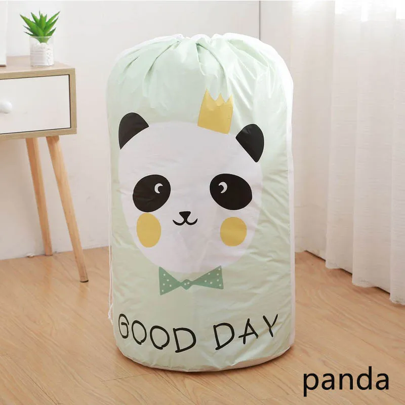panda Цилиндрический мультяшный упаковочный пакет для одежды на шнурке водонепроницаемый складной вместительный органайзер для белья влагостойкий 1 шт - Цвет: panda