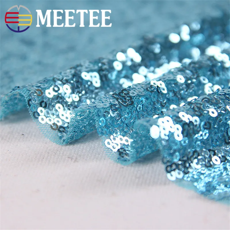 Meetee 2 метра Чистая Пряжа Ткань полиэстер шелк блестками DIY сценическая одежда