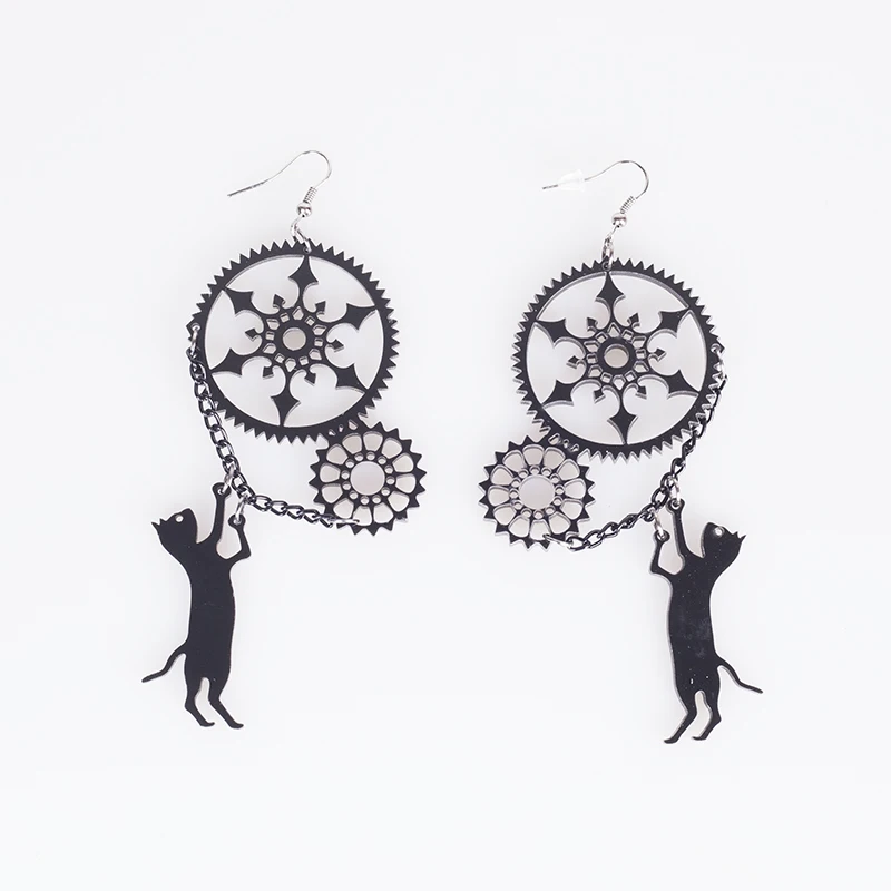 earrings Забавные акриловые ювелирные изделия игривые стимпанк серьги кошки - Окраска металла: earrings