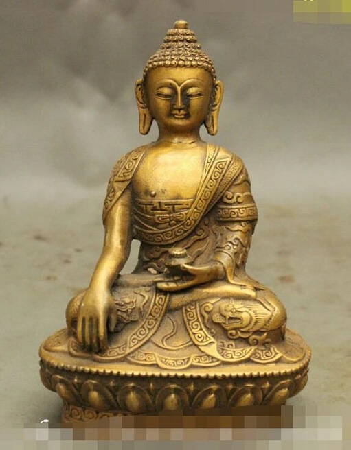 ZSR913 + 6 "дракон халат Тибет буддийская из бронзы Shakyamuni Mahavairocana статуя Будды Дом