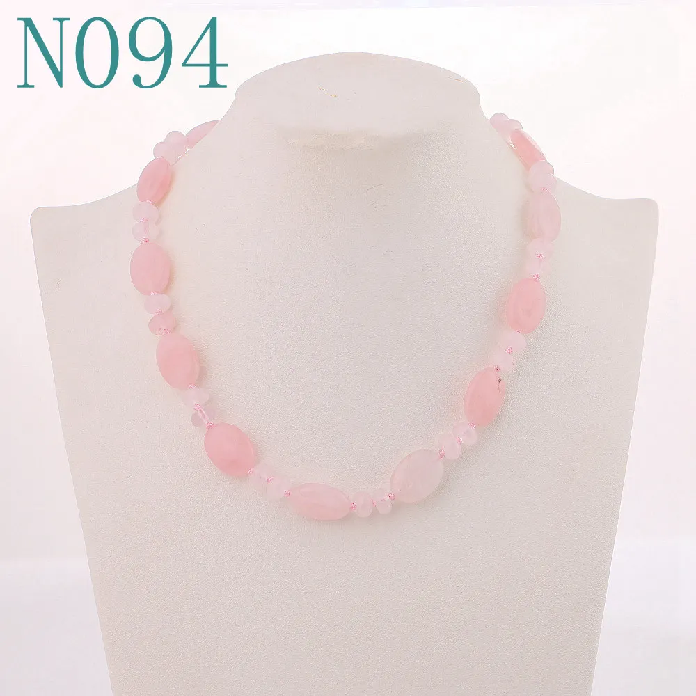 Rose Quartz Yumten, бисерное ожерелье из камня, женское колье с драгоценным камнем, цепочка из натурального хрусталя, бусины в форме яйца, женские очаровательные аксессуары, мощное ювелирное изделие - Цвет камня: Rose Quartz