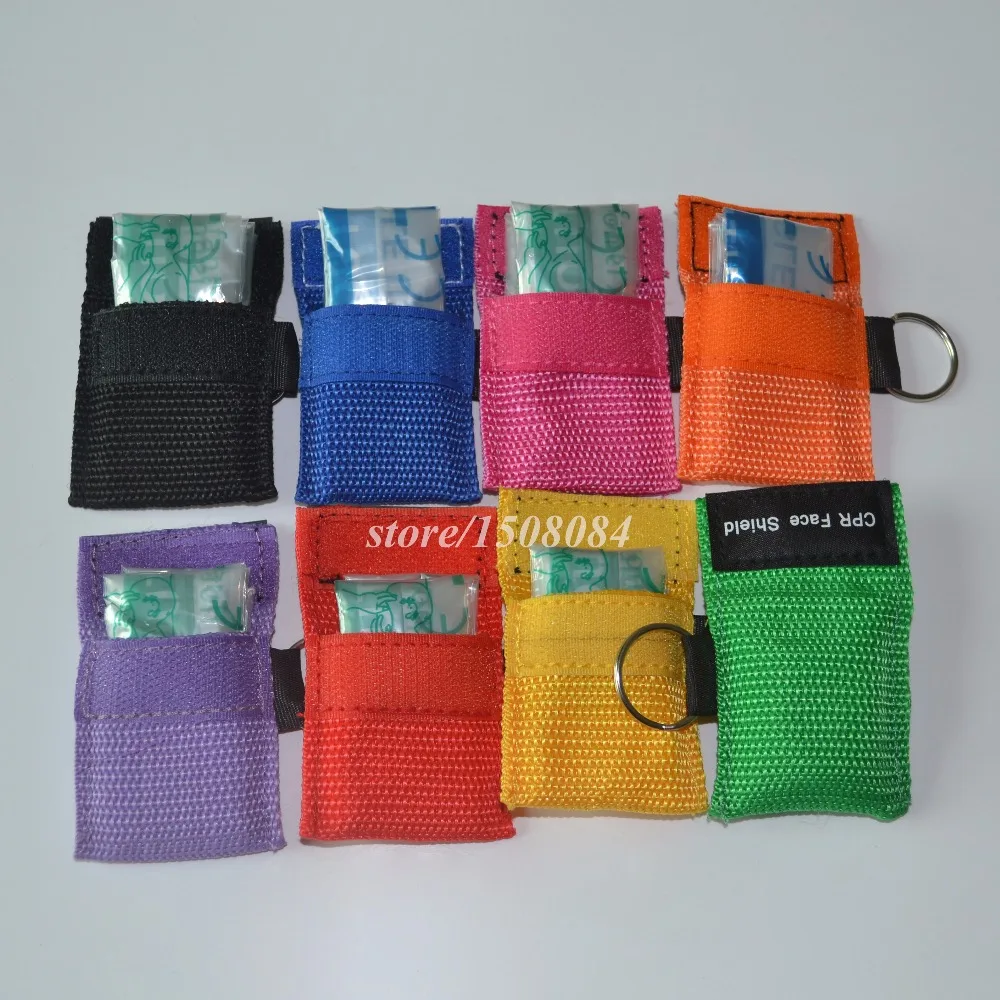 

50Pcs/Lot CPR Resuscitator Barrier CPR Keychain Emergency Reusable Face Shield First Aid For Survival 8 Colors For Choice