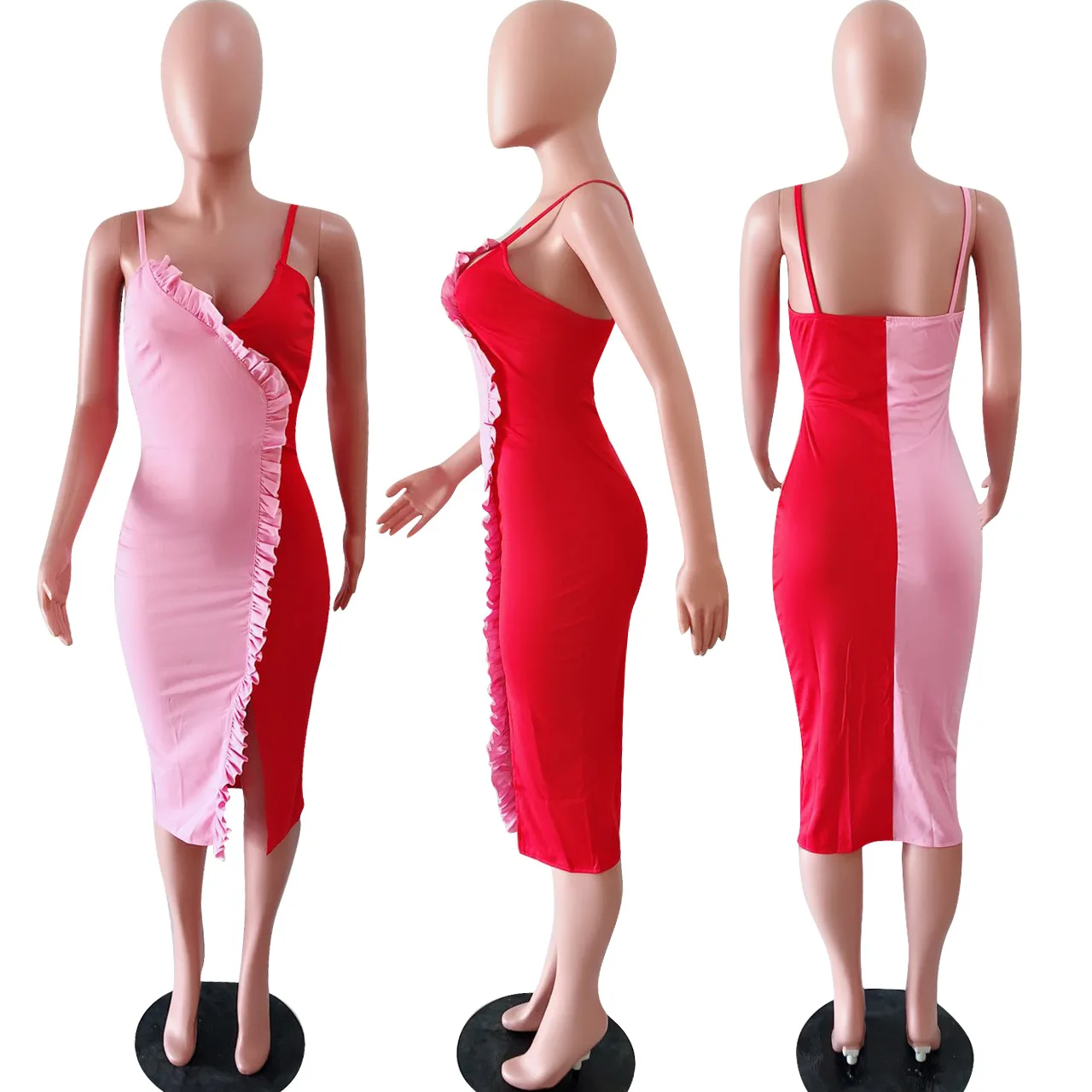 Женское платье с оборками сексуальное летнее для вечеринки облегающее Клубная