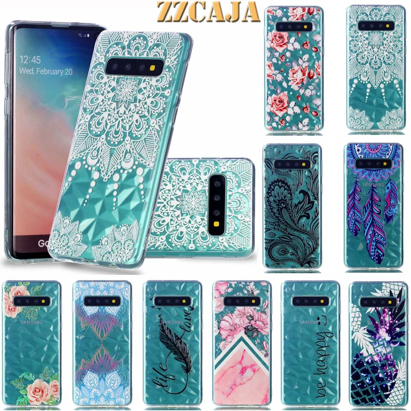 Мягкий силиконовый чехол с 3D алмазным дизайном для Samsung Galaxy S10 Plus S10e + прозрачные