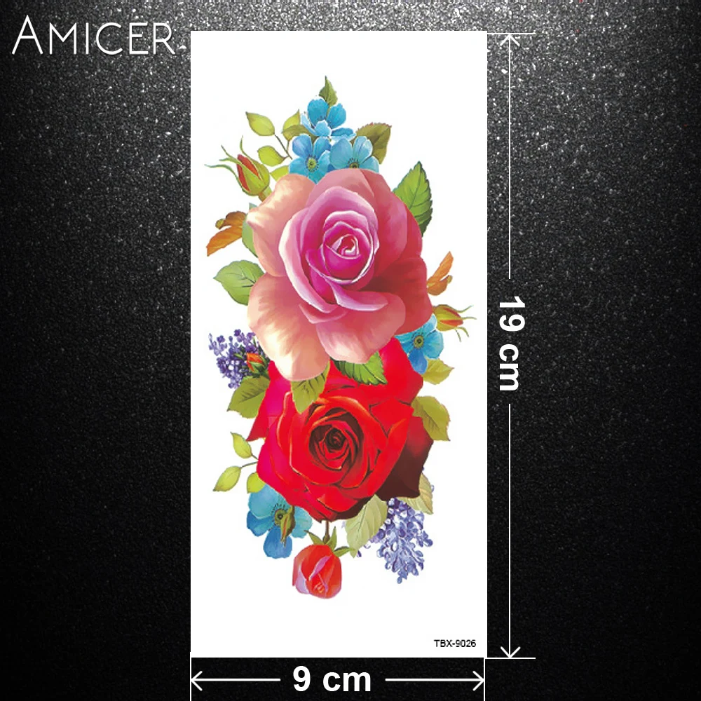 Индийская хна арабский Поддельные Временные татуировки стикер красная роза