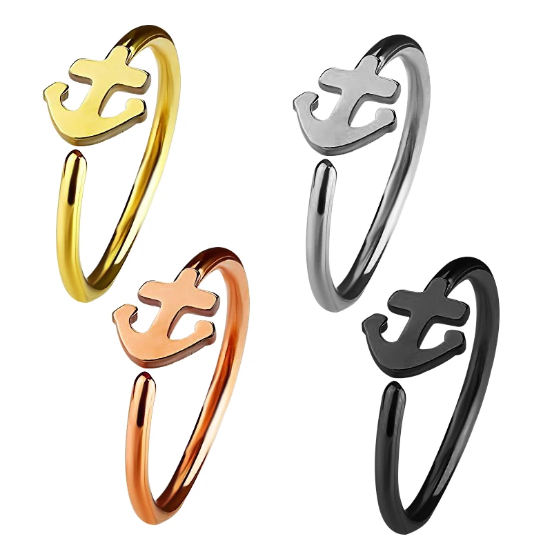 1 шт. медицинский титановый якорь гибкие кольца в нос хрящ кольцо клип на