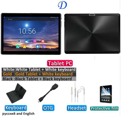 D Новинка, Android 9,0, 2.5D экран, планшетный ПК, 10,1 дюймов, 3G, телефон, планшетный ПК, 8, четыре ядра, ram, 6 ГБ rom, 128 ГБ, планшеты, детский планшет, FM, gps - Комплект: D