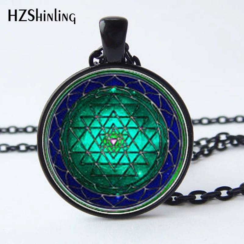 HZ A354 ожерелье Sri yantra кулон Священная геометрия ювелирное изделие винтажное Йога