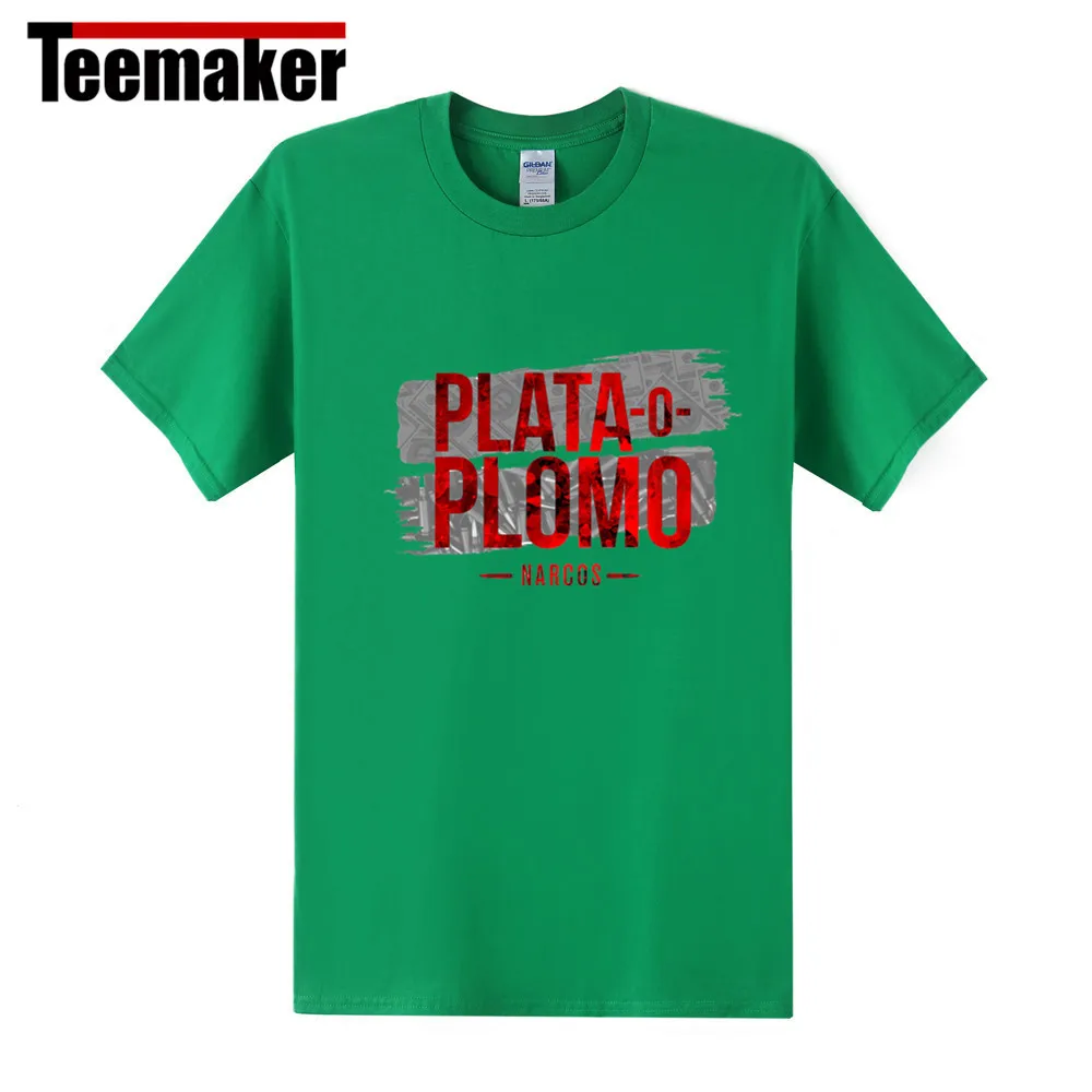 Футболки fla для мужчин go 2017 Plata o Plomo Футболка мужская Narcos Pablo Escobar серебряные или