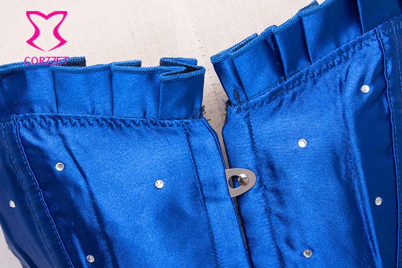 Ruffle Trim Satin со стразами Espartilhos корсет корсетные Overbust Белый Бюстье сексуальный готический свадебные корсеты и бюстье