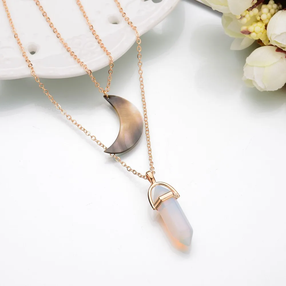 GEREIT ожерелье с подвеской винтажное Двухслойное Золотое женское в форме Луны